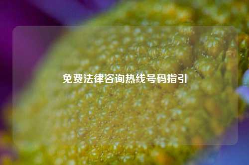 免费法律咨询热线号码指引