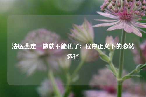 法医鉴定一做就不能私了:程序正义下的必然选择